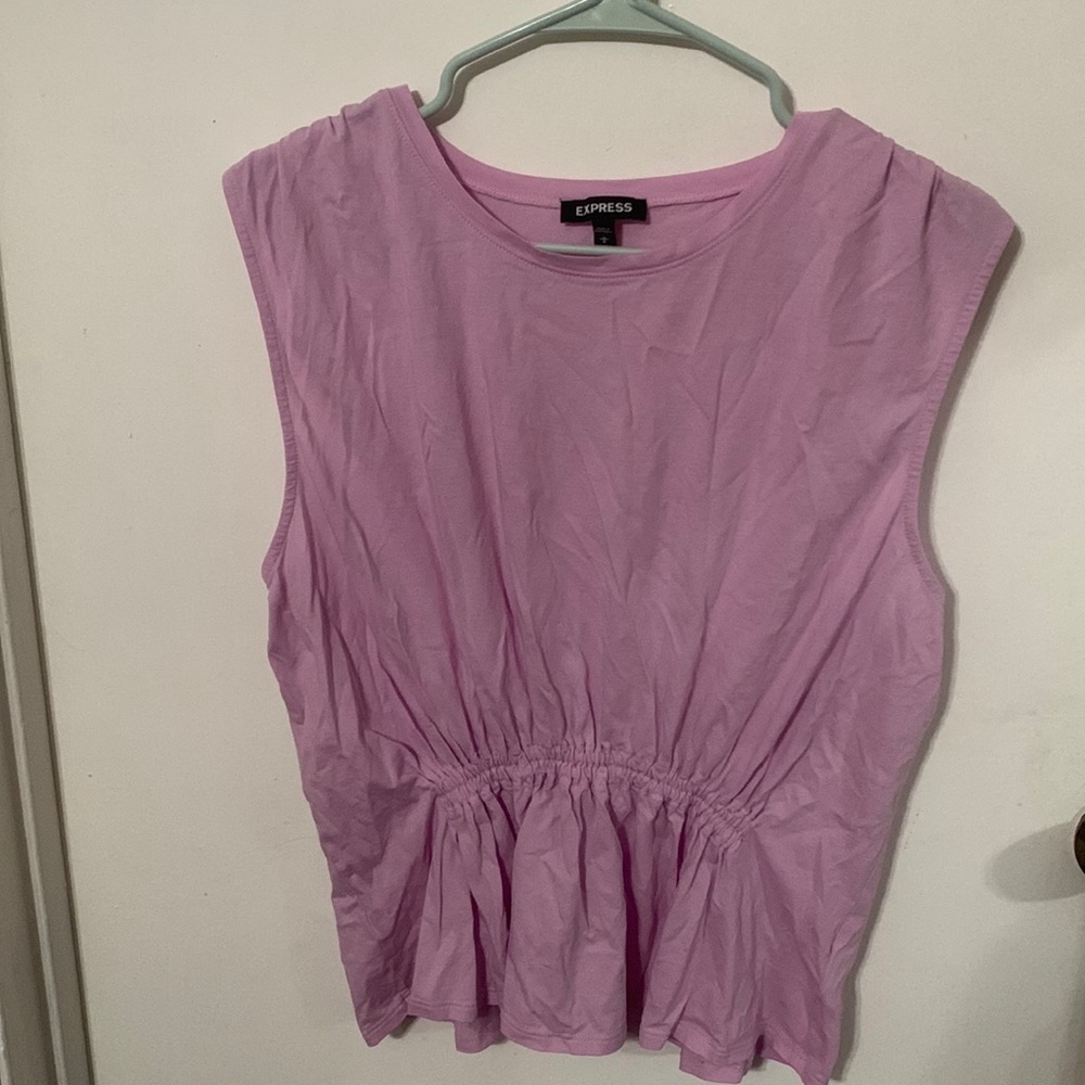 Purple Cinched Waist Sleeveless Top